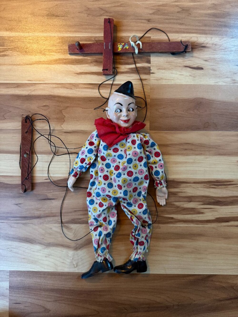 RARE Vintage Hazelle’s Popular Marionettes Teto The Clown String Puppet 1950 VTG